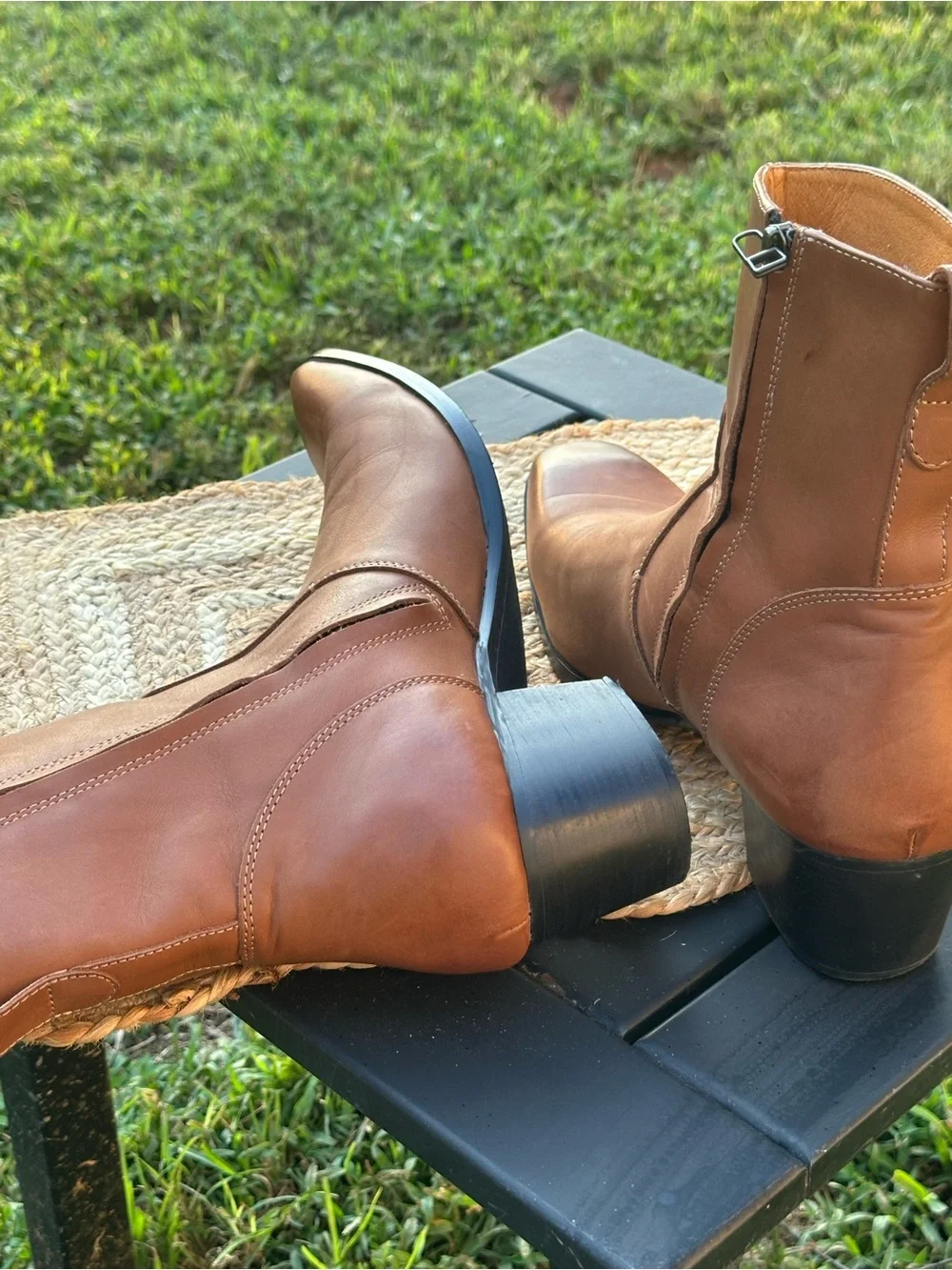 Classic Brown Leather Ankle Boots - Men's Stylish Zip Booties